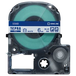 （まとめ） キングジム テプラ PRO テープカートリッジ 6mm 白／青文字 SS6B 1個 【×5セット】