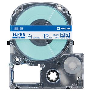 （まとめ） キングジム テプラ PRO テープカートリッジ 12mm 白／青文字 SS12B 1個 【×5セット】