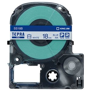 （まとめ） キングジム テプラ PRO テープカートリッジ 18mm 白／青文字 SS18B 1個 【×4セット】