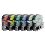 キングジム テプラ PRO テープカートリッジ ベーシックパック 12mm 赤・黄・緑・青・白・透明/黒文字 SC126T 1パック(6個:各色1個)