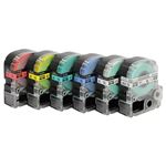 キングジム テプラ PRO テープカートリッジ ベーシックパック 18mm 赤・黄・緑・青・白・透明/黒文字 SC186T 1パック(6個:各色1個)
