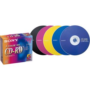 （まとめ） ソニー データ用CD-RW 700MB 4倍速 5色カラーMIX 5CDRW700EX 1パック（5枚：各色1枚） 【×5セット】