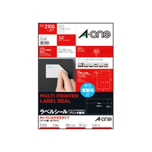 エーワン ラベルシール[プリンター兼用] キレイにはがせるタイプ マット紙・ホワイト A4判 21面 70×42.3mm 31258 1冊(100シート)