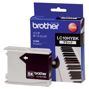 （まとめ） ブラザー BROTHER インクカートリッジ 黒 大容量 LC10HYBK 1個 【×3セット】