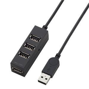（まとめ） エレコム スイングプラグ採用 セルフ＆バスパワー対応 USB2.0ハブ 4ポート ブラック U2H-TZ410SBK 1個 【×2セット】