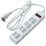 個別集中スイッチ付節電タップ4個口 2m 白