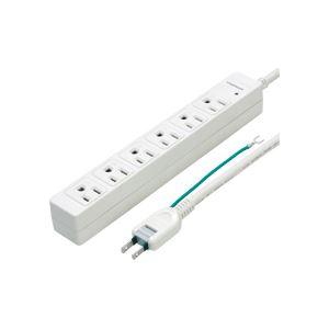 Wマグネット付3P対応タップ6個口白 5m
