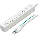 Wマグネット付3P対応タップ6個口白 5m
