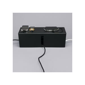 （まとめ） バッファロー ケーブルボックス 電源タップ＆ケーブル収容 Lサイズ ブラック BSTB01LBK 1個 【×2セット】