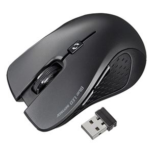 （まとめ） サンワサプライ 超小型レシーバーワイヤレスブルーLEDマウス ブラック MA-NANOH9BK 1個 【×2セット】