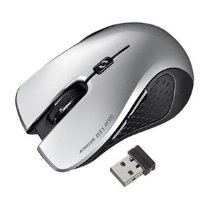 （まとめ） サンワサプライ 超小型レシーバーワイヤレスブルーLEDマウス シルバー MA-NANOH9S 1個 【×2セット】