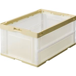 （まとめ） TANOSEE 折りたたみコンテナ 50L アイボリー／透明 1台 【×2セット】