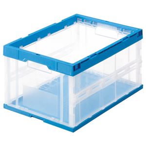 （まとめ） TANOSEE 折りたたみコンテナ 40L 透明ブルー 1台 【×2セット】
