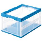 （まとめ） TANOSEE 折りたたみコンテナ 40L 透明ブルー 1台 【×2セット】