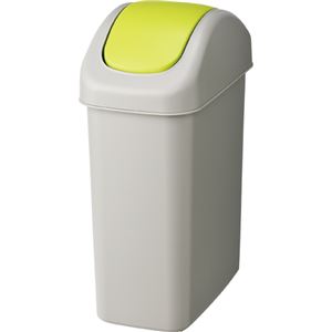 （まとめ） TANOSEE エコダストボックス スイング M 11.5L グレー／グリーン 1個 【×5セット】