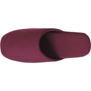 （まとめ） TANOSEE ソフトタイプスリッパ ツイルストライプ ワイン 1足 【×5セット】
