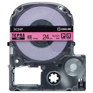 （まとめ） キングジム テプラ PRO テープカートリッジ パステル 24mm ピンク／黒文字 SC24P 1個 【×4セット】