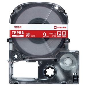 （まとめ） キングジム テプラ PRO テープカートリッジ ビビッド 9mm 赤／白文字 SD9R 1個 【×5セット】