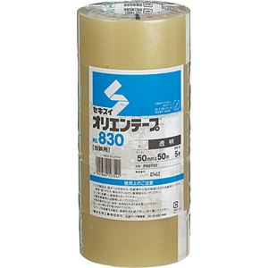 （まとめ） 積水化学 オリエンテープ No.830 50mm×50m 透明 P60T03 1パック（5巻） 【×2セット】