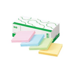 （まとめ） TANOSEE ふせん ノート正方形 75×75mm 4色 1パック（10冊） 【×5セット】