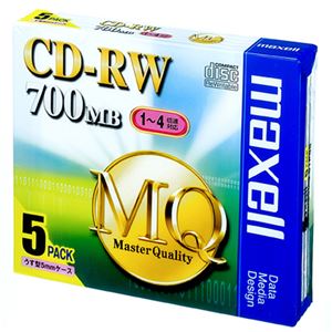 （まとめ） マクセル データ用CD-RW 700MB 4倍速 ブランドシルバー 5mmスリムケース CDRW80MQ.S1P5S 1パック（5枚） 【×5セット】