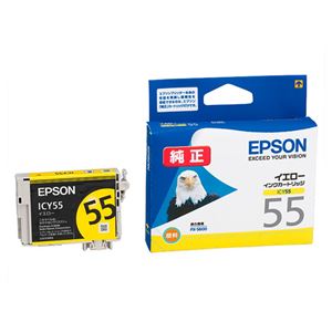 （まとめ） エプソン EPSON インクカートリッジ イエロー ICY55 1個 【×4セット】
