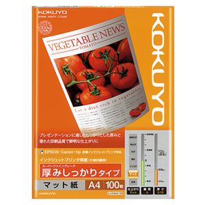 （まとめ） コクヨ インクジェットプリンター用紙 スーパーファイングレード 厚みしっかりタイプ A4 KJ-M16A4-100 1冊（100枚） 【×5セット】