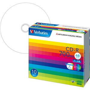 （まとめ） バーベイタム データ用CD-R 700MB ホワイトワイドプリンターブル 5mmスリムケース SR80SP10V1 1パック（10枚） 【×5セット】