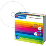 （まとめ） バーベイタム データ用CD-R 700MB ホワイトワイドプリンターブル 5mmスリムケース SR80SP10V1 1パック（10枚） 【×5セット】