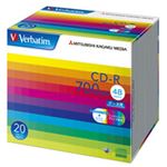 （まとめ） バーベイタム データ用CD-R 700MB ホワイトワイドプリンターブル 5mmスリムケース SR80SP20V1 1パック（20枚） 【×3セット】