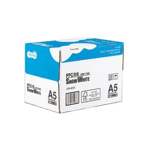 （まとめ） TANOSEE PPC用紙 SNOW WHITE A5 1箱（5000枚：500枚×10冊） 【×10セット】