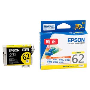 （まとめ） エプソン EPSON インクカートリッジ イエロー ICY62 1個 【×4セット】