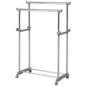 （まとめ） 不二貿易 パイプダブルハンガー W750×D430×H870〜1460mm FB-75WGY 1台 【×2セット】