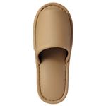 （まとめ） TANOSEE 最高級レザー調スリッパ 外縫い 大人用 ベージュ 1足 【×5セット】