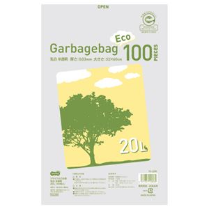（まとめ） TANOSEE リサイクルごみ袋 乳白半透明 20L 1パック（100枚） 【×5セット】