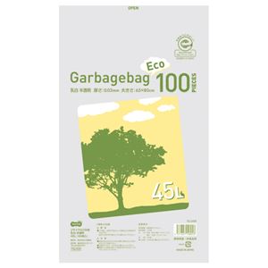 （まとめ） TANOSEE リサイクルごみ袋 乳白半透明 45L 1パック（100枚） 【×4セット】