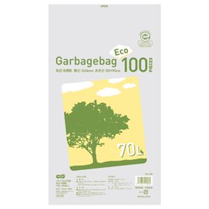 （まとめ） TANOSEE リサイクルごみ袋 乳白半透明 70L 1パック（100枚） 【×2セット】