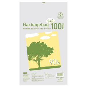 （まとめ） TANOSEE リサイクルごみ袋 乳白半透明 90L 1パック（100枚） 【×2セット】