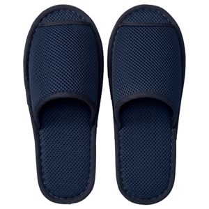 （まとめ） TANOSEE ウォッシャブル メッシュスリッパ ネイビー 1足 【×5セット】