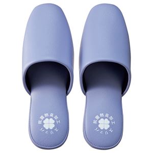 （まとめ） 大明商事 パステル レザー調スリッパ 抗菌プリント ブルー DATM036BL 1足 【×5セット】