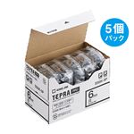キングジム テプラ PRO テープカートリッジ 6mm 白/黒文字 SS6K-5P 1パック(5個)