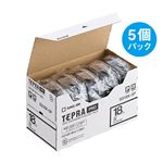 キングジム テプラ PRO テープカートリッジ 18mm 白/黒文字 SS18K-5P 1パック(5個)