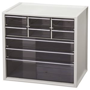 （まとめ） アイリスオーヤマ 小物キャビネット 引出し9個 ライトグレー KC-350DR 1台 【×2セット】