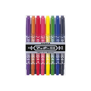 （まとめ） ゼブラ 油性マーカー マッキー極細 丸芯細字+極細 8色（各色1本） MCF-8C 1パック 【×5セット】