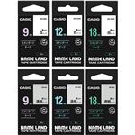 カシオ CASIO ネームランド NAME LAND スタンダードテープセット 9・12・18mm XR-TAPE-SET1 1セット(6個:各サイズ2個)