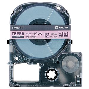（まとめ） キングジム テプラ PRO テープカートリッジ ソフト 12mm ベビーピンク／グレー文字 SW12PH 1個 【×5セット】