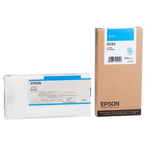 （まとめ） エプソン EPSON インクカートリッジ シアン 200ml ICC63 1個 【×3セット】
