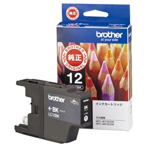 （まとめ） ブラザー BROTHER インクカートリッジ 黒 LC12BK 1個 【×3セット】