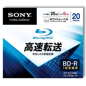 （まとめ） ソニー データ用BD-R 25GB 1-6倍速 ワイドプリンターブル 5mmスリムケース 20BNR1DCPS6 1パック（20枚） 【×2セット】