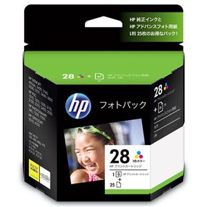 （まとめ） HP28／L判 フォトパック 3色カラー+アドバンスフォト用紙L判25枚 CR714AJ 1セット 【×3セット】
